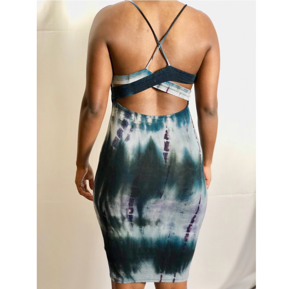 Midi Cross-back Tie-dye Spaghetti Strap Dress